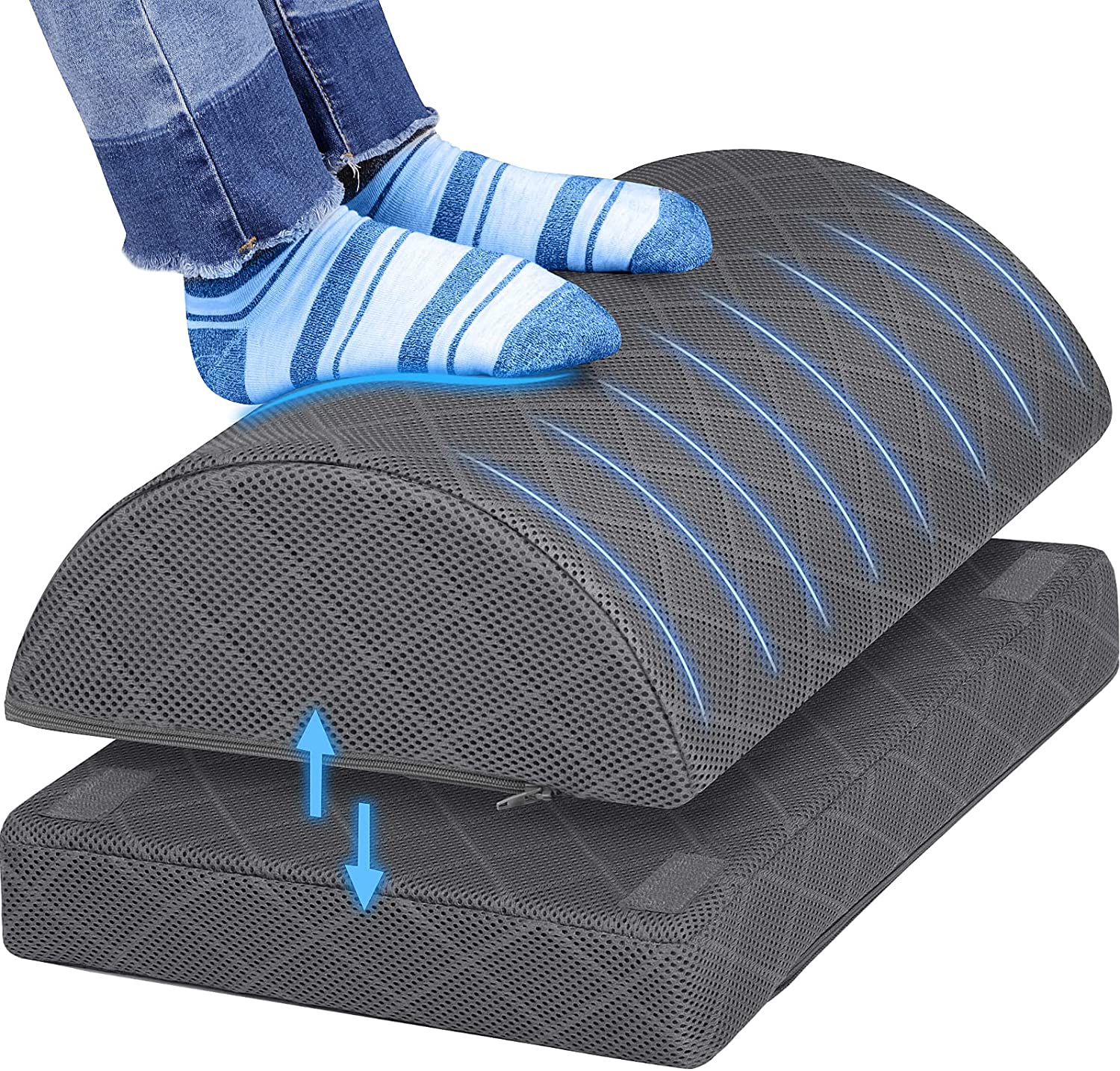 CushZone1-1.jpg CushZone Foot Rest for Under Desk at Work Adjustable Foam for Office - Image 1