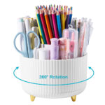 Lolocor Desk Pencil Pen Holder, 5 Slots 360° Degree Rotating Pen Organizer