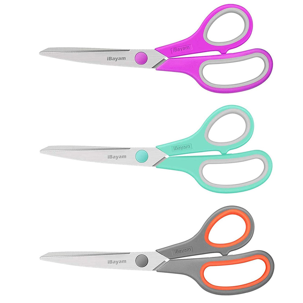 Scissors1.jpg Scissors, iBayam 8″ Multipurpose Scissors Bulk 3-Pack - Image 1
