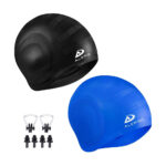 2 Pack Unisex Swim Caps with 3D Ear Protection