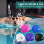 2 Pack Unisex Swim Caps with 3D Ear Protection - Image 2