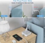 Ultra Thin Flat Extension Cord, TESSAN Flat Plug Power Strip - Image 2
