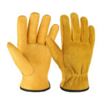 OZERO Leather Work Gloves, Gardening Glove for Wood Cutting