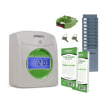 uPunch Time Clock Bundle with Cards, Time Card Rack, Ribbon- 2 Keys